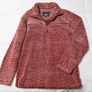pink quarter zip sherpa